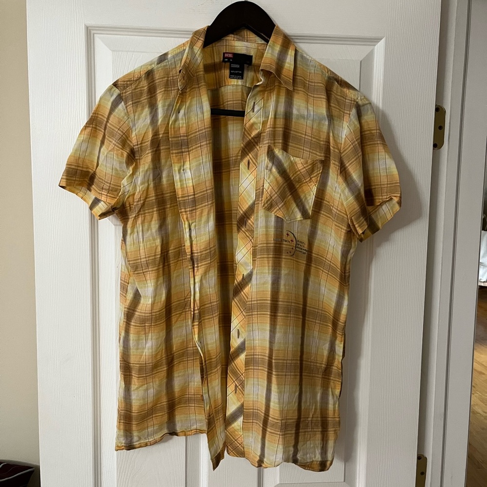 Diesel Button Front Plaid Short Sleeve Shirt
